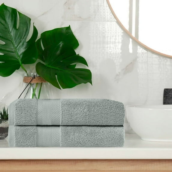 Superior Aria Turkish Cotton Solid Heavyweight Olive Green Bath Towel Set of 2