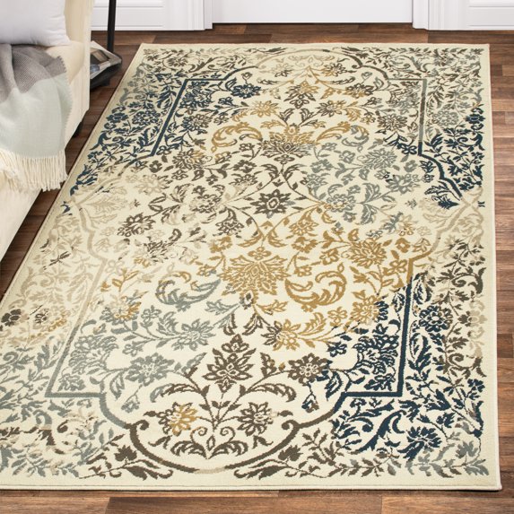 Superior Ariza Floral Indoor Area Rug, 5' x 8', Ivory