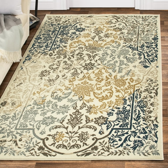 Superior Ariza Floral Indoor Runner Rug, 2' 7" x 8', Ivory