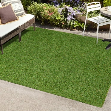 Superior Waterproof 6' 6" x 10', Indoor/Outdoor Artificial Grass Area Rug, Synthetic Turf Rug, Green