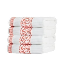 Superior Athens Cotton 4-Piece Decorative Quick Dry Towel Set, Coral