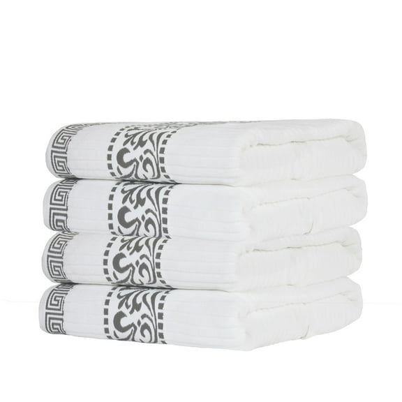 Superior Athens Cotton 4-Piece Decorative Quick Dry Towel Set, Grey