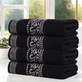 thumbnail image 1 of Superior Athens Cotton Greek Scroll Bath Towel Set of 4, Black-Chrome, 1 of 9
