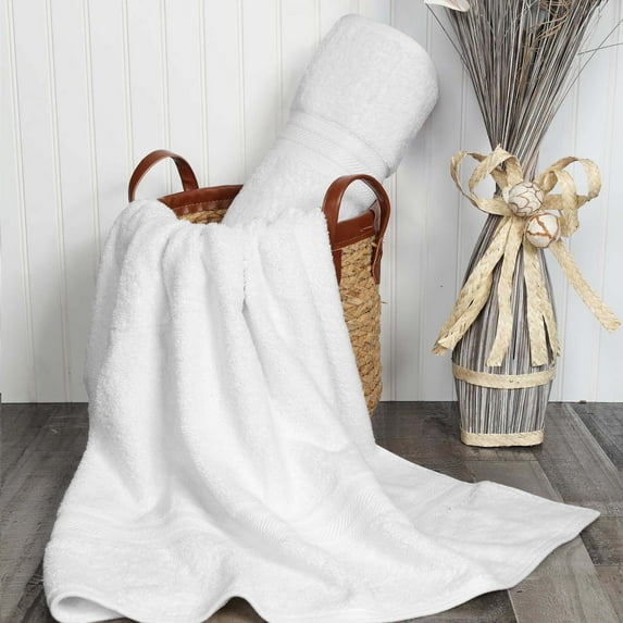 Superior Atlas Cotton Heavyweight 2 Piece Towel Set, White