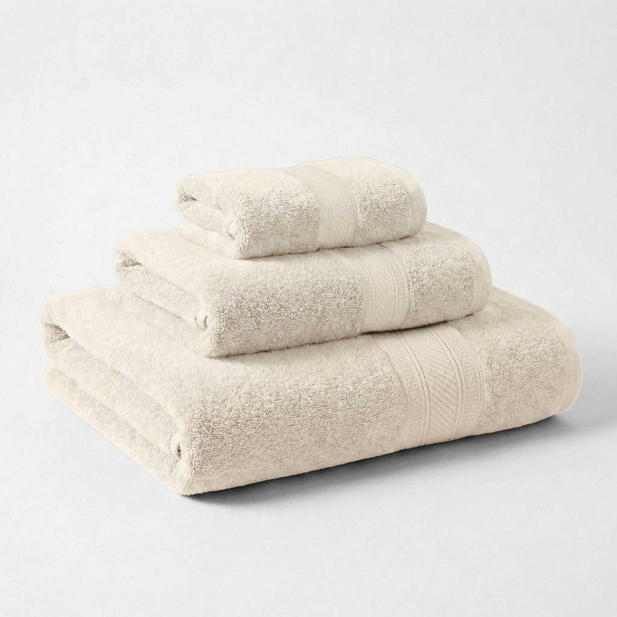 Superior Atlas Heavyweight Plush 3 Piece Cotton Towel Set, Almond