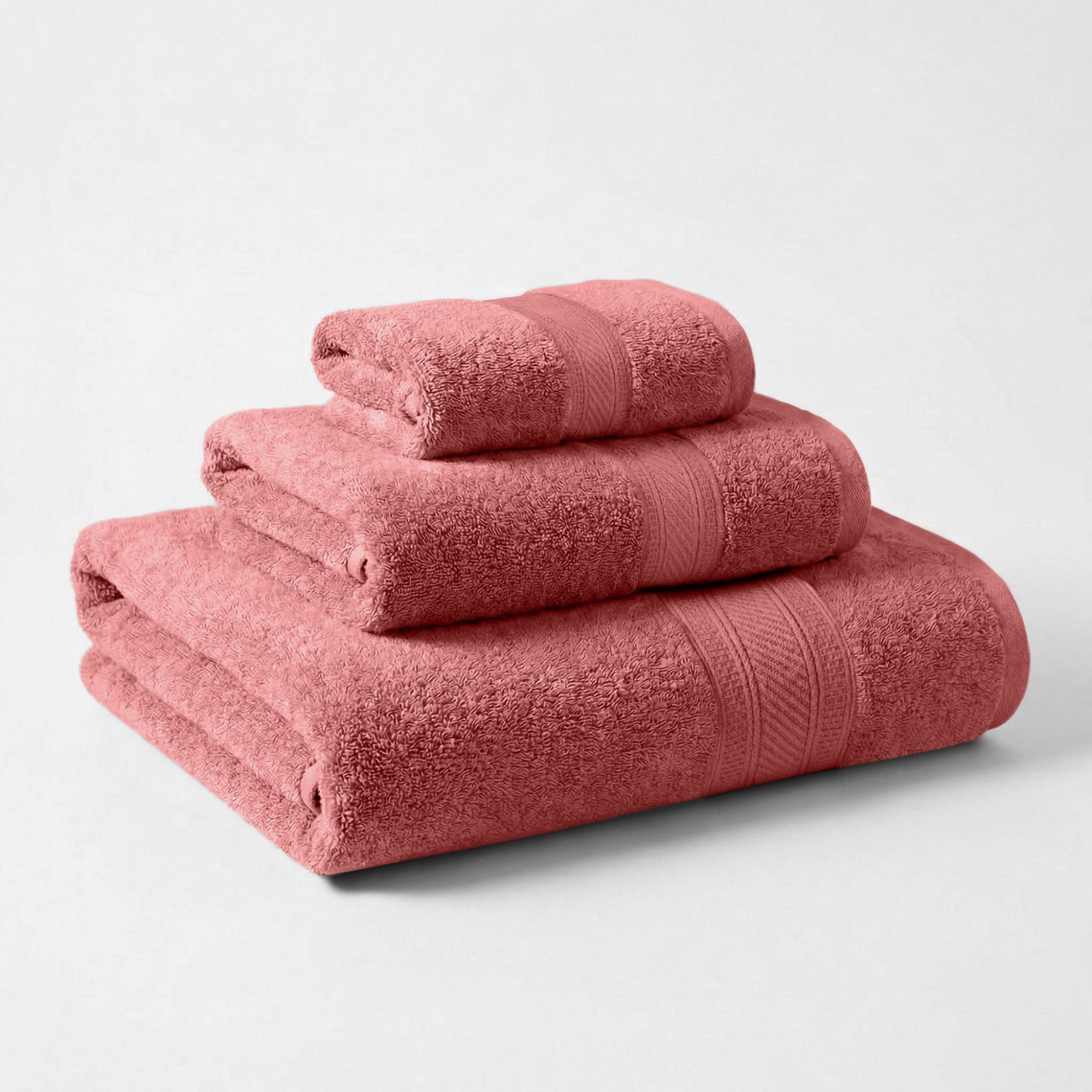 Superior Atlas Heavyweight Plush 3 Piece Cotton Towel Set, Blush
