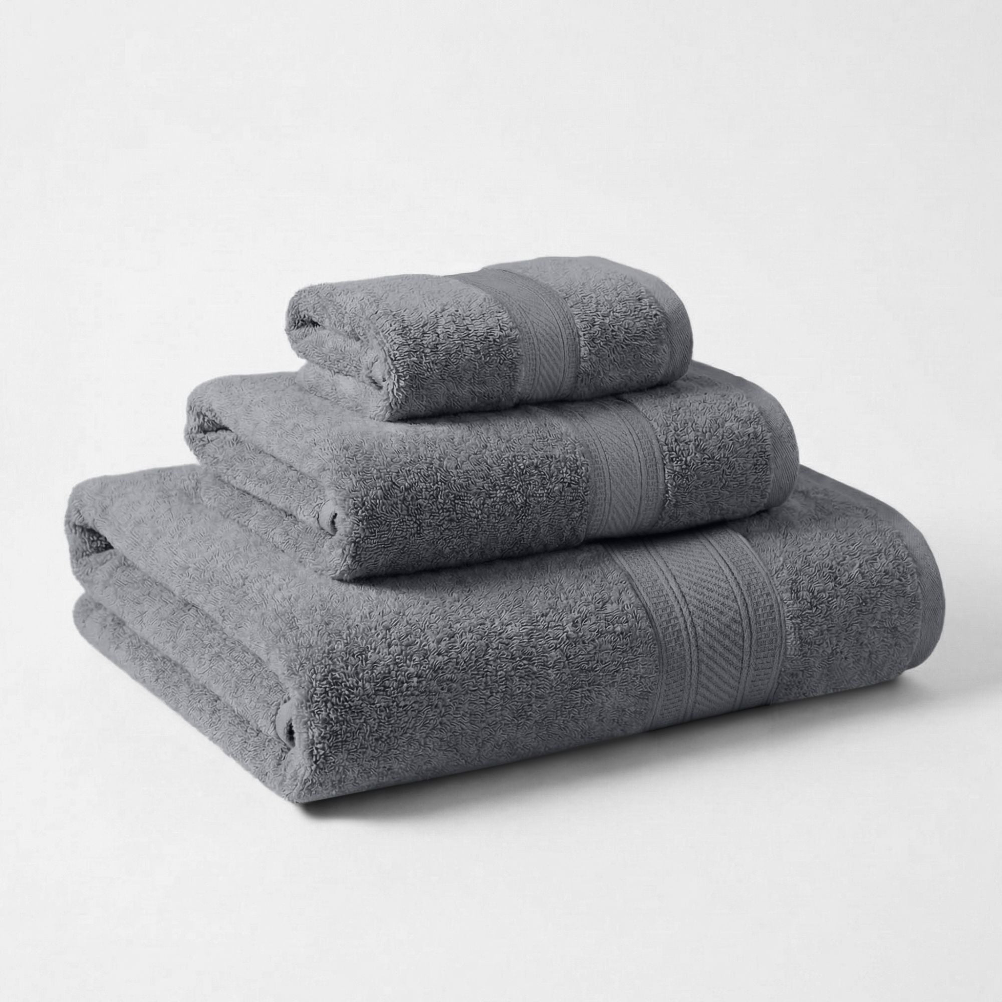 Superior Atlas Heavyweight Plush 3 Piece Cotton Towel Set, Grey