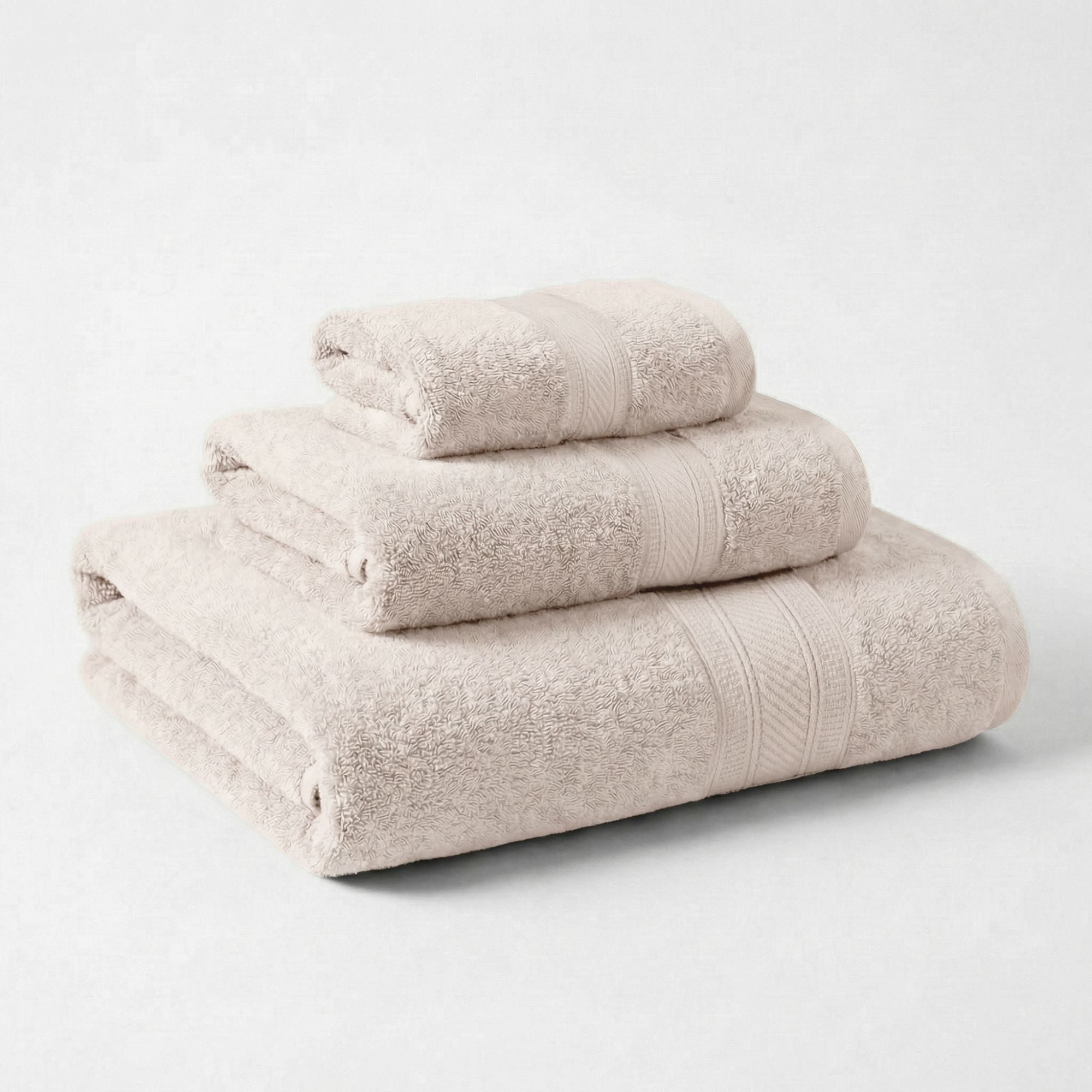 Superior Atlas Heavyweight Plush 3 Piece Cotton Towel Set, Ivory