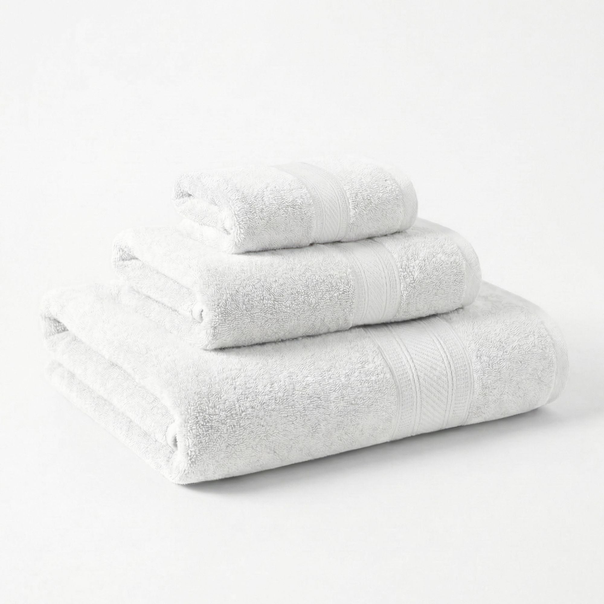 Superior Atlas Heavyweight Plush 3 Piece Cotton Towel Set, White