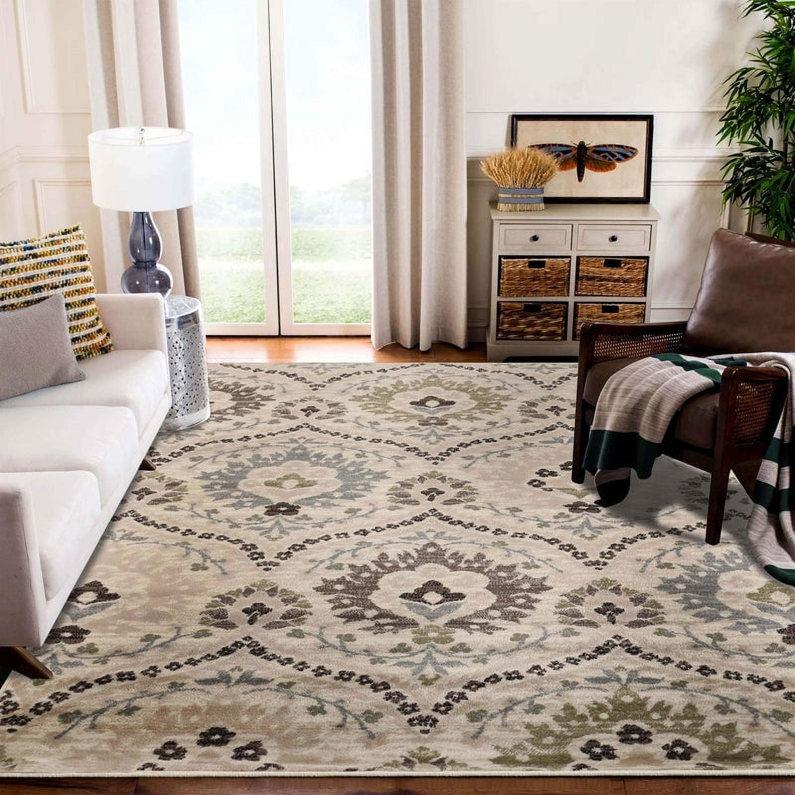 6x7 9 Rug Superior Oriental Vintage Floral Damask Power-loom Indoor Area Rug, 6 ...