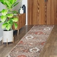 thumbnail image 1 of Superior Oriental Vintage Floral Damask Power-loom Indoor Runner Rug, 2'7"x10', Rust, 1 of 5