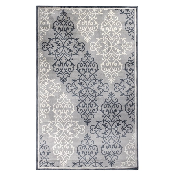Superior Avita Oversized Modern Medallion Runner Rug, Platinum, 5' x 8'