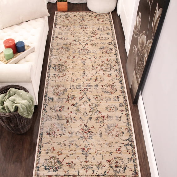 Superior Basilio Modern Medallion Indoor Runner Rug, 2' 7" x 8', Red
