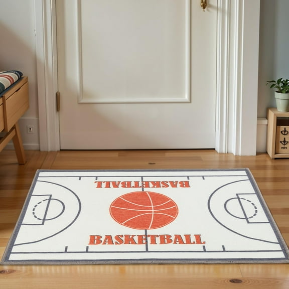 Superior Basketball Non-Slip Washable Indoor Play Rug, 2' x 3'