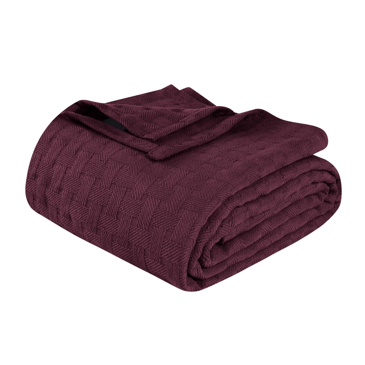 Superior Basketweave All-Season Cotton Blanket, Non-Standard, Plum ...