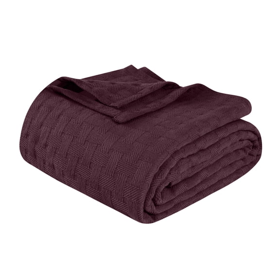 Superior Basketweave All-Season Cotton Blanket, Twin, Plum