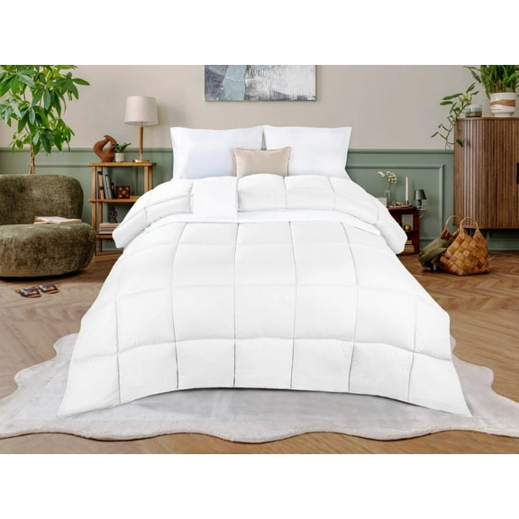Superior Basketweave Plush Down Alternative Comforter, King, White