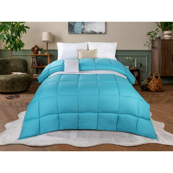 Superior Basketweave Plush Down Alternative Comforter, King, Winter Blue