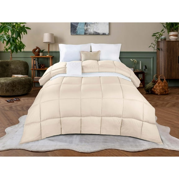 Superior Basketweave Plush Down Alternative Comforter, Twin XL, Cream