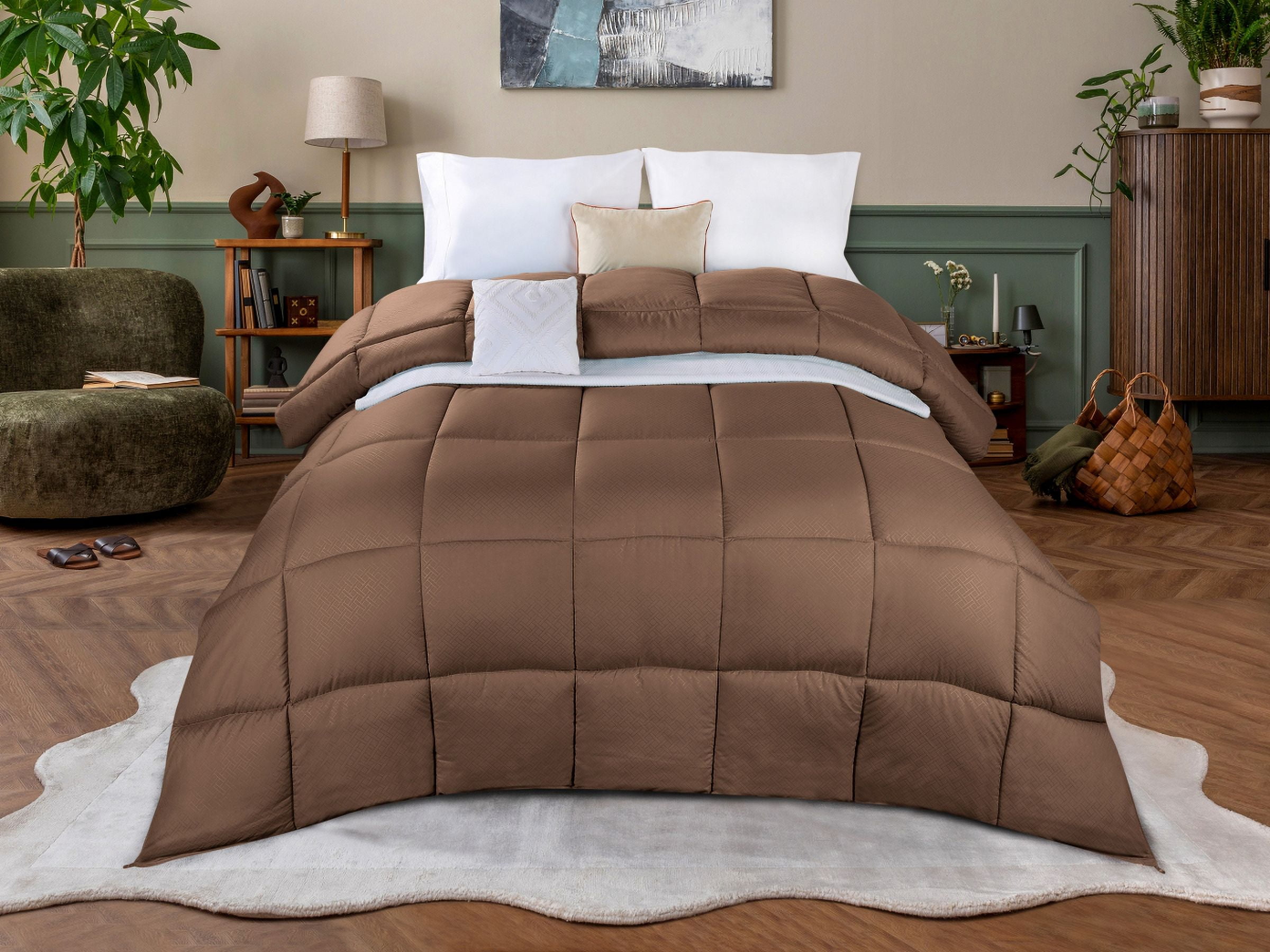 Superior Basketweave Plush Down Alternative Comforter, Twin XL, Taupe