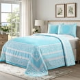 thumbnail image 1 of Superior 3-Pieces High-Durability Cotton-Blend Bedspread Set, Full, Aqua, 1 of 8