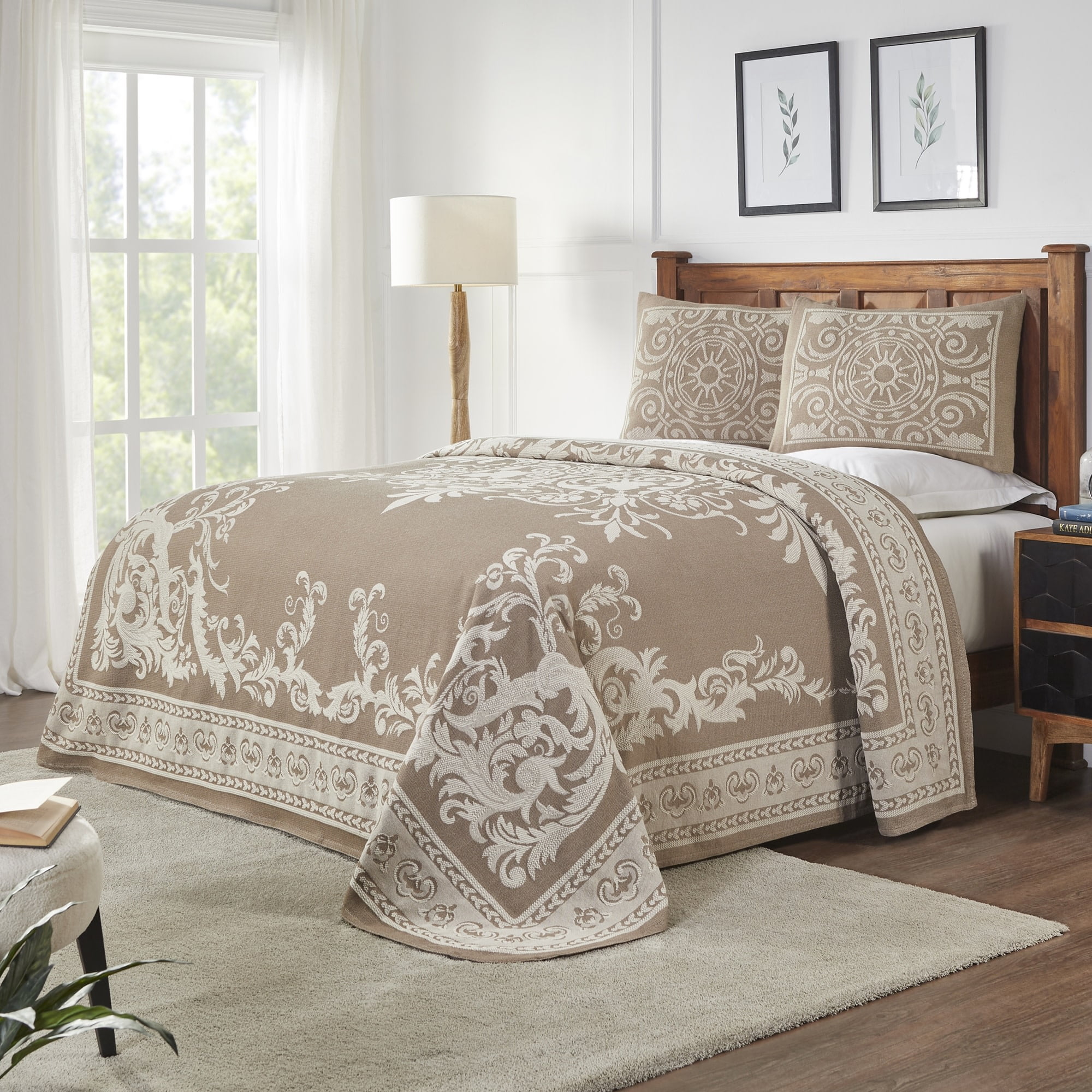 Superior Bedspread Set, King, Taupe, 3 Piece