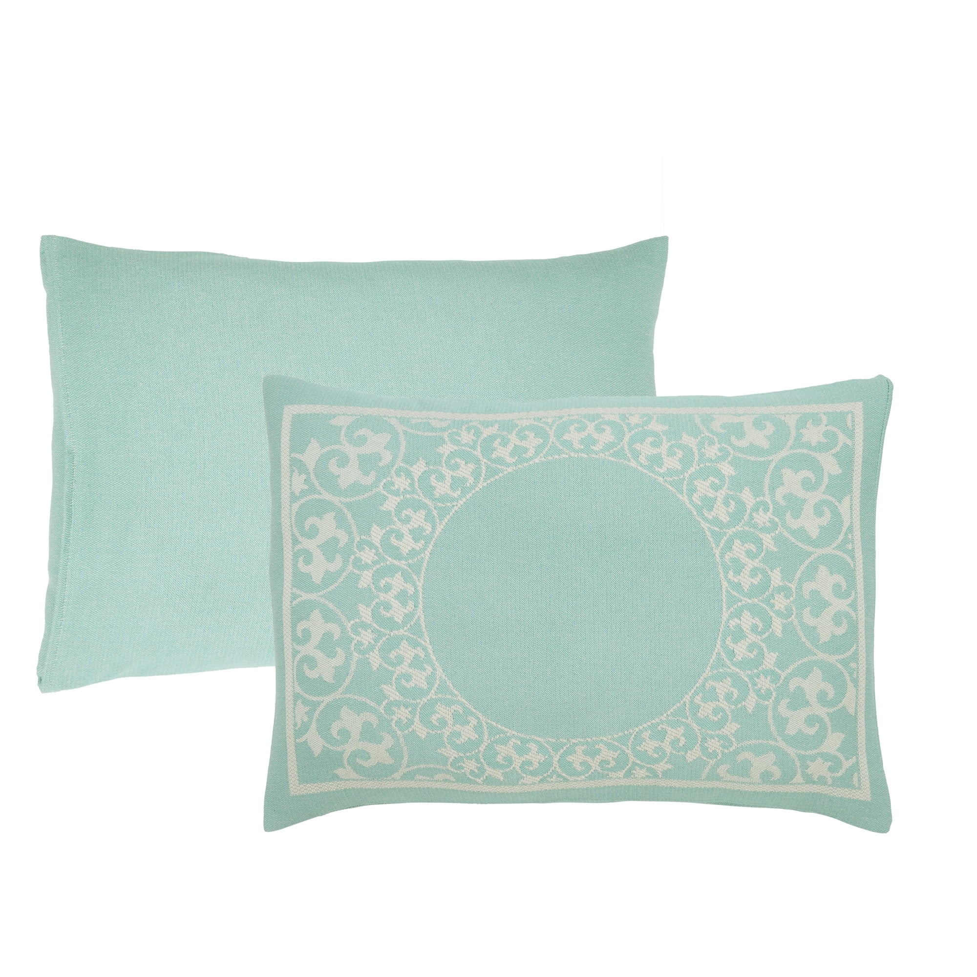 Turquoise Cotton Blend Jacquard Queen Bedspread Set with Shams