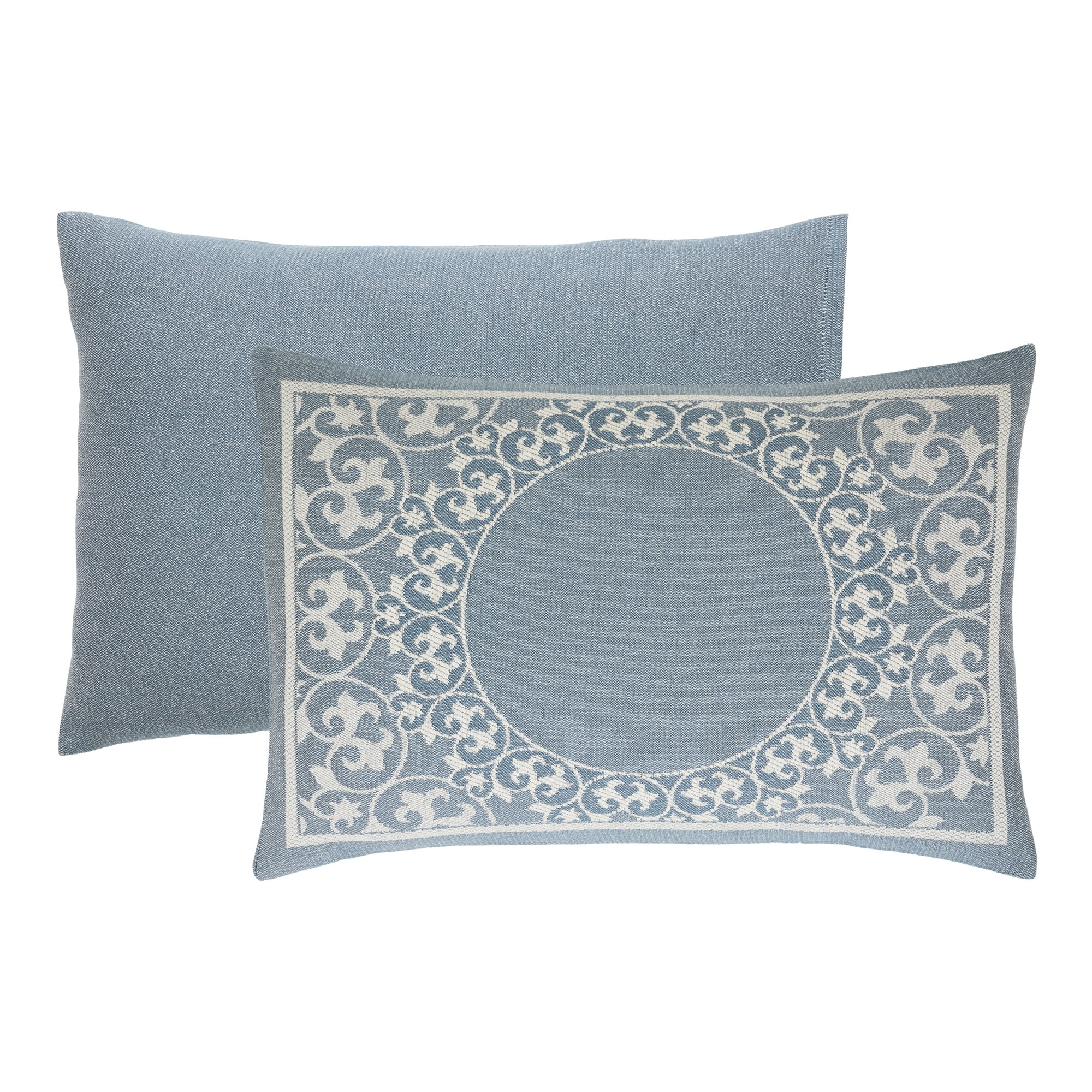 Cerulean Blue Twin Cotton Blend Jacquard Bedspread Set