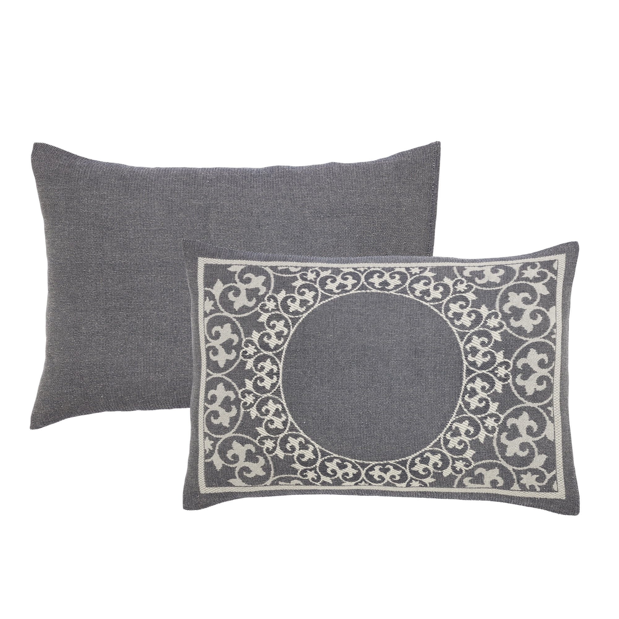 Denim Blue Cotton Twin Bedspread Set with Jacquard Design