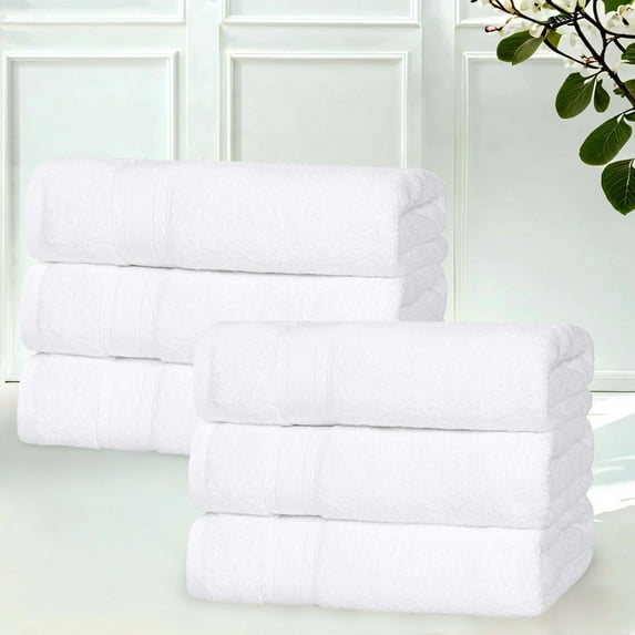 Superior Belmont Zero Twist Absorbent Hand Towels, Set of 6, White
