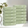 thumbnail image 1 of Superior Belmont Zero Twist Face Towels Washcloths, Set of 12, Green, 1 of 10