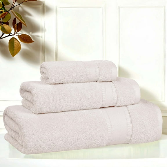 Superior Belmont Zero Twist Ultra-Soft 3 Piece Towel Set, Silver