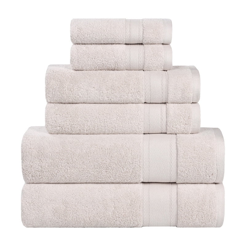 Superior Belmont 6 Piece Zero Twist Towel Set, Ultra Soft Cotton Towels, Silver
