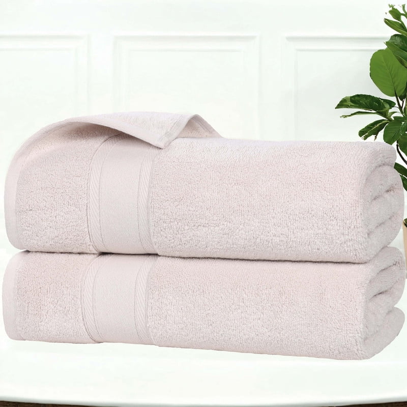 Superior Belmont 2 Piece Zero Twist Bath Towels, Ultra Soft Cotton Towels, Silver