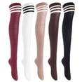 thumbnail image 1 of Big Girls Women's 5 Pairs Fancy Design, Thigh High Cotton Boot Socks Size 6-9 Black, Coffee, Khaki, White, Wine, 1 of 2