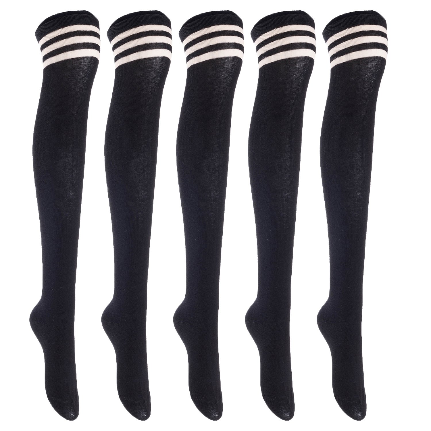 "Superior Big Girls Women's 5 Pairs Thigh High Cotton Boot Socks. Fancy ...