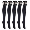 thumbnail image 1 of "Superior Big Girls Women's 5 Pairs Thigh High Cotton Boot Socks. Fancy Design & Splendid Colors Size 6-9 (Black) T1022-5p1c1", 1 of 3