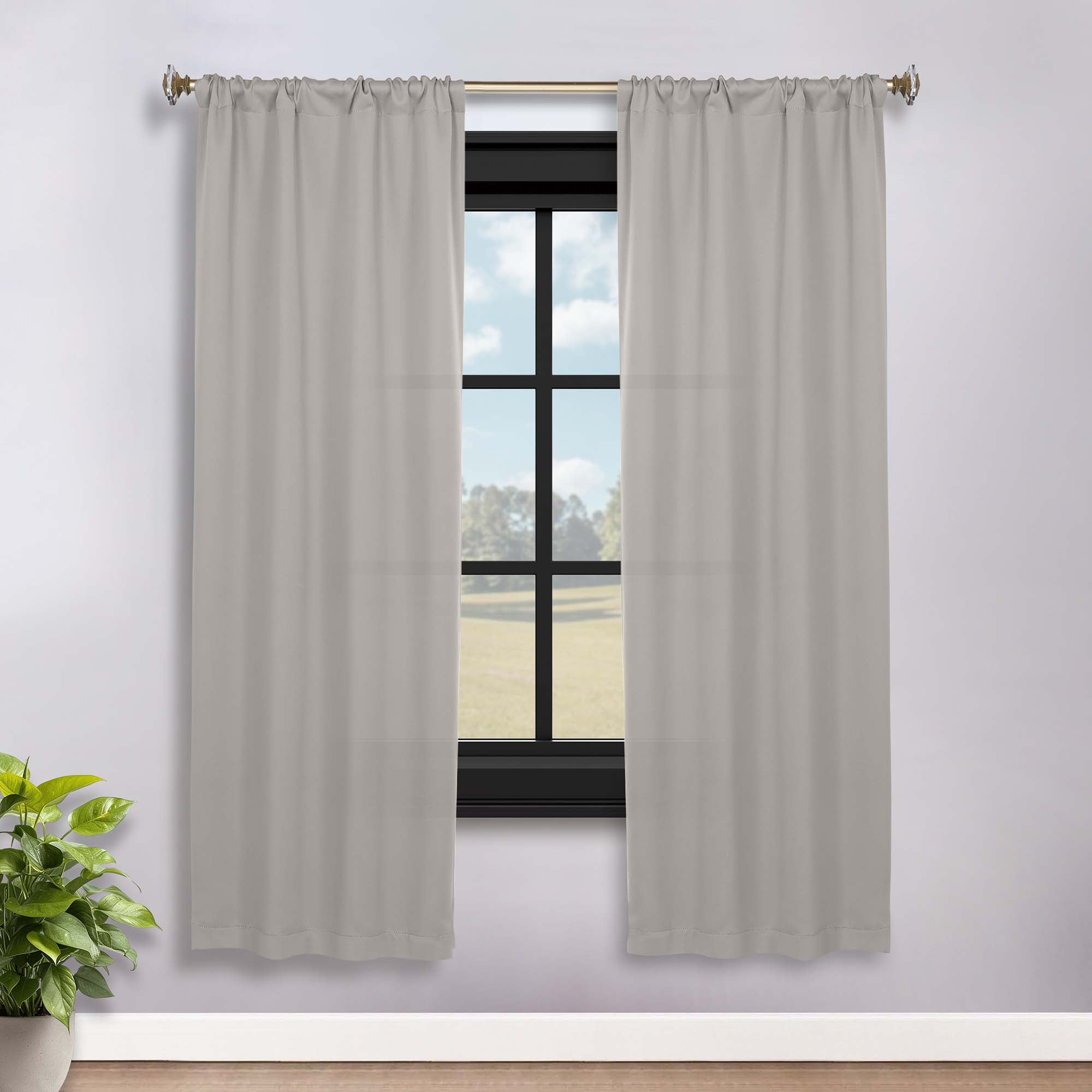 Superior Solid Blackout Curtain Set, Rod Pocket, Chrome, 36 x 72 ...