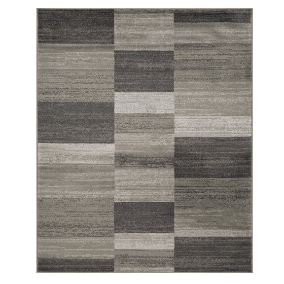 Superior Blairwood Modern Patchwork Indoor Area Rug, Silver, 4' x 6'