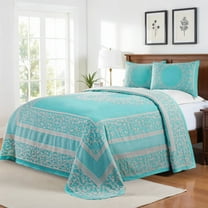 Superior Bohemian Mandala Lightweight Cotton Blend Woven Jacquard Bedspread Set, Twin, Aqua