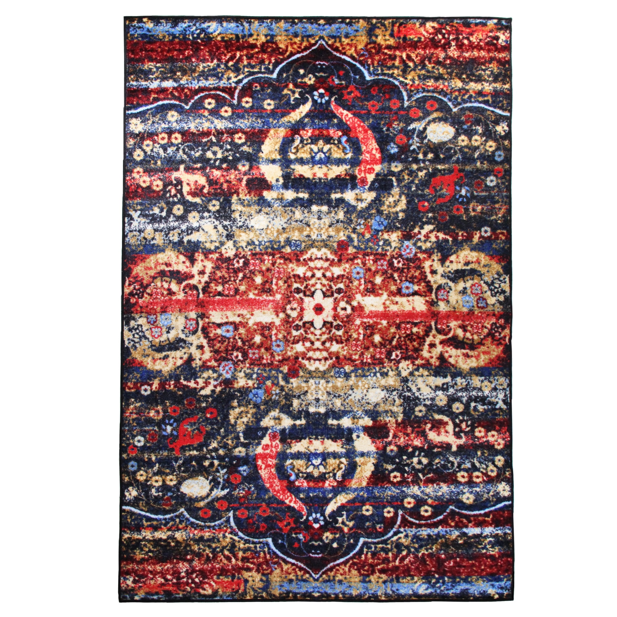 Multicolor Medallion Low Pile Washable Area Rug 8' x 10'