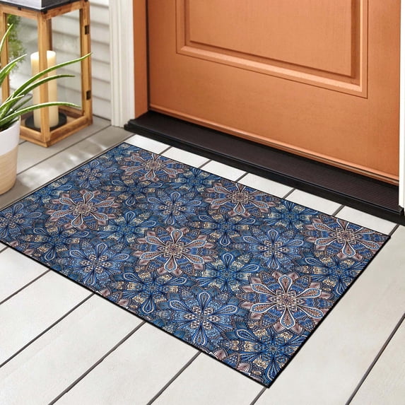 Superior Boho Floral Indoor Outdoor Area Rug, 2' x 3', Blue