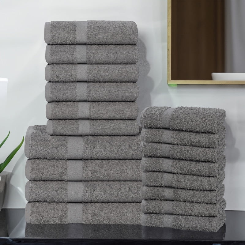 Superior Franklin 18-Piece Cotton Towel Set, Super Soft Quick Dry Fade Resistant Towels, Charcoal