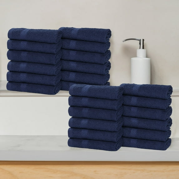 Superior Franklin Cotton Face Towel/ Washcloths, Set of 24, Navy Blue