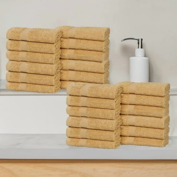 Superior Franklin Cotton Face Towel/ Washcloths, Set of 24, Gold