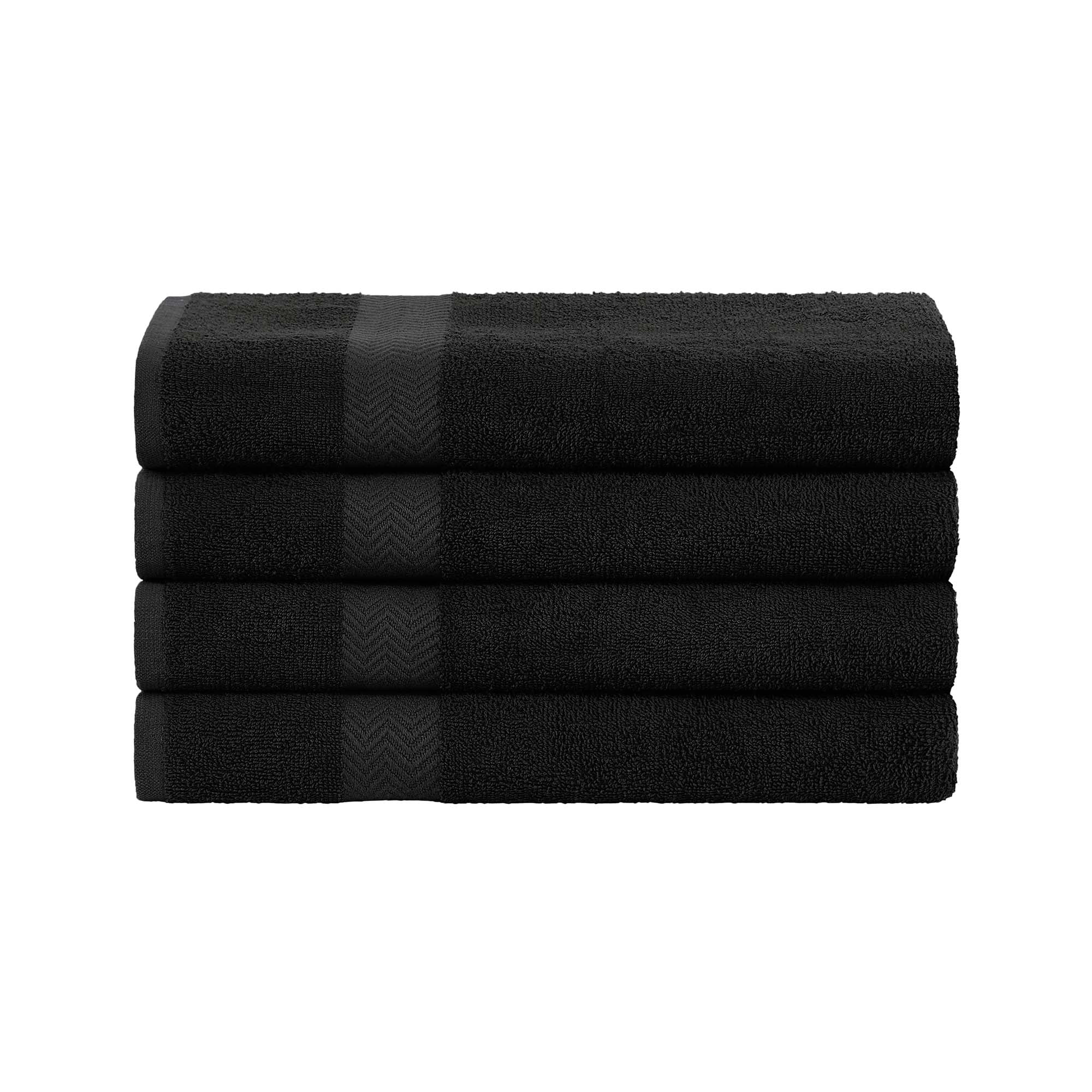Superior Bolingbroke 4 Piece Solid EcoFriendly Cotton Towel Set, Black
