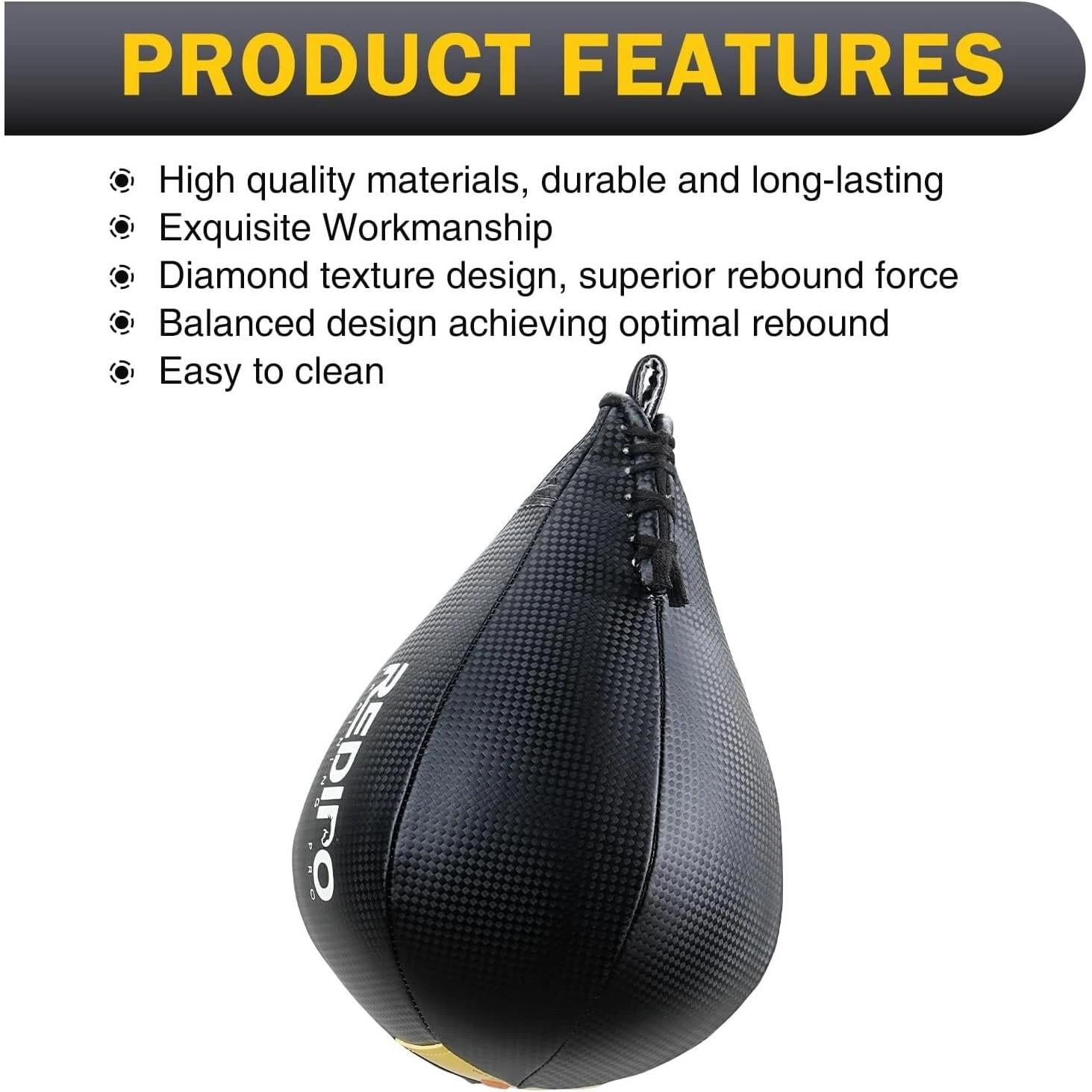 Superior Boxing Speed Bag - PU Leather Speed Punching Ball - Heavy Duty Hangi...