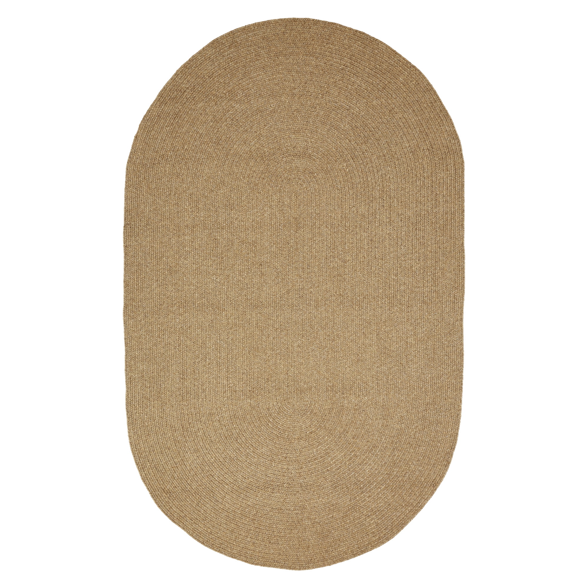 Latte Braided Oval Synthetic Easy-Care Area Rug, 5' x 8'