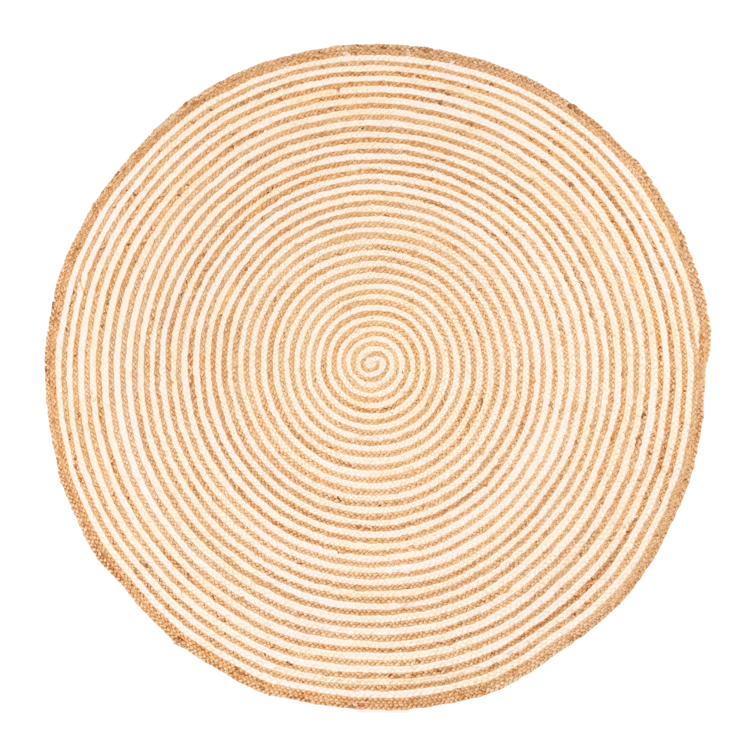 Handwoven Ivory Jute 4' Round Braided Area Rug