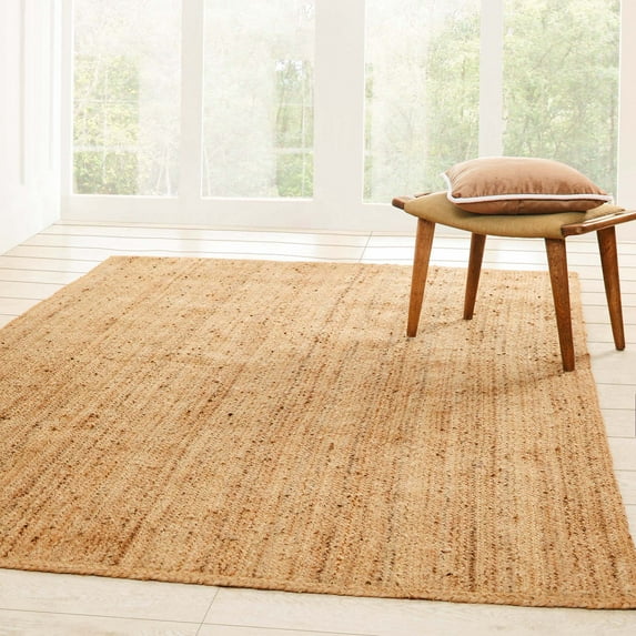 Superior Braided Jute Handwoven Area Rug 2' x 3', Indoor Outdoor Rugs, Natural Tan